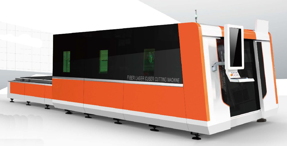MÁY CẮT LASER FIBER 2 BÀN CHUYỂN ĐỔI CÓ KHUNG BAO KÍN